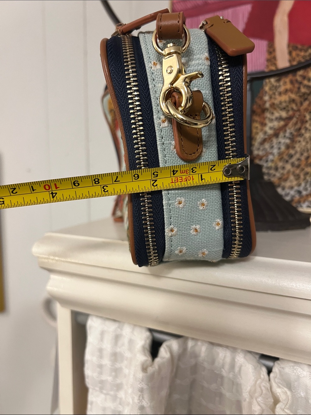 Spartina 449 Floral Embroidered Crossbody Bag - Light Blue, Navy, Tan - Picture 11 of 11